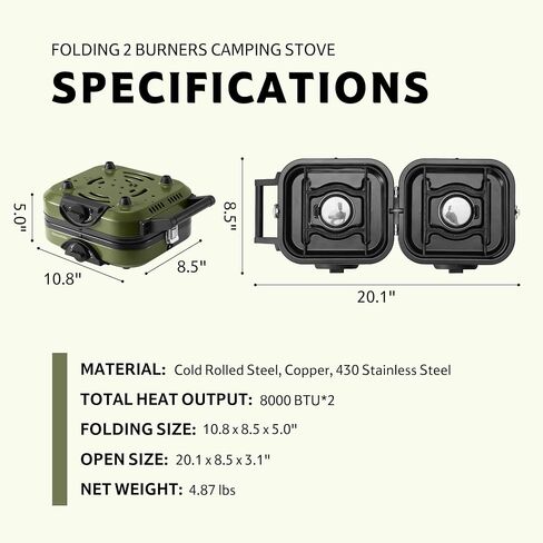 Naturehike 2 Burner Portable Camping Stove with Grill, Folding Propane Butane Gas Camp Stove with16000 BTU Adjustable Burners, Ignition System and Carrying Handle in Saudi Arabia