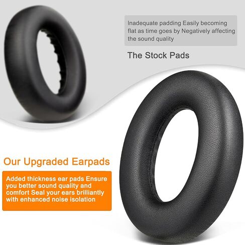 SOULWIT Lambskin Replacement Earpads for Bose 700 (NC700) Wireless Headphones, Ear Pads Cushions with Softer Leather, High-Density Noise Cancelling Foam, Added Thickness - Black in Saudi Arabia