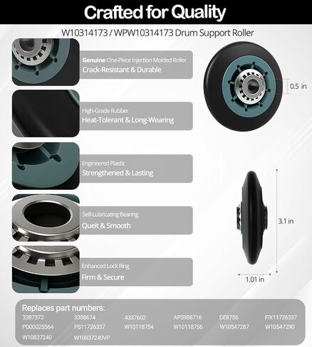 طقم إصلاح مجفف Engpair 4392067 مع WPW10314173 أسطوانات الأسطوانة ، W10837240 Idler Assembly ، 661570V Belt و 279640 Idler Pulley ، for Whirlpool Cabrio Duet ، Kenmore Elite ، Maytag Bravos XL in Saudi Arabia