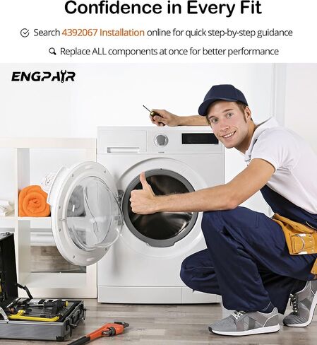 طقم إصلاح مجفف Engpair 4392067 مع WPW10314173 أسطوانات الأسطوانة ، W10837240 Idler Assembly ، 661570V Belt و 279640 Idler Pulley ، for Whirlpool Cabrio Duet ، Kenmore Elite ، Maytag Bravos XL in Saudi Arabia