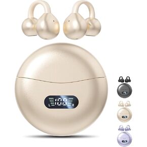 مقطع على سماعات الأذن ، وفتح سماعات الأذن اللاسلكية بلوتوث 5.4 ، وسماعات أذن مفتوحة الوزن خفيفة الوزن مع بطارية ميكروفون 60 ساعة ، مقاومة للماء ، للرياضة ، الجري ، آذان صغيرة ونظارات مرتديها ، التدريبات in Kuwait