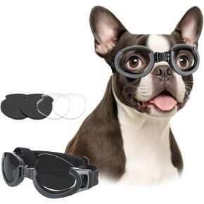 Petleso Dog Goggles Medium Breed, Dog Sunglasses for Medium Dogs Eye Protection Windproof, Black in Kuwait