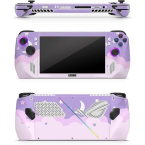 ZOOMHITSKINS Compatible for Asus ROG Ally Skin Matte Finish, Pastel Purple Moon Star Cloud Kawaii Cute Anime Cartoon, Durable 3M Vinyl Sticker, Made in The USA in Kuwait