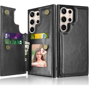 Case for Samsung Galaxy S24 Ultra ، بالنسبة إلى Galaxy S24 Ultra Wallet Case مع حامل البطاقة ، فتحات بطاقة الائتمان الخاصة بالجلد PU CLOSURE TPU الإطار الصدف الخلفي للهاتف [Rose Gold] in Kuwait