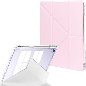 Feams Y Fold Case for iPad Air 11-inch M3 2025 / M2 2024, iPad Air 5th/4th Generation 2022/2020 10.9 Inch Y-Shaped Standing Case Clear Back with Landscape Portrait Mode Pencil Holder, Pink in Kuwait