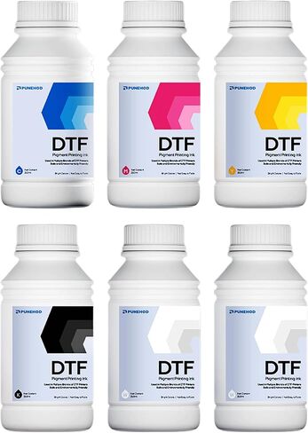 PUNEHOD DTF Ink 1500ML - Premium DTF Transfer Ink for PET Film, Refill Ink for DTF Printer L1800 L805 L800 DX5 DX7 XP600 I3200 TX800, Heat Transfer Printing Direct to Film, 6 * 250ml (CMYKW+White) in Saudi Arabia