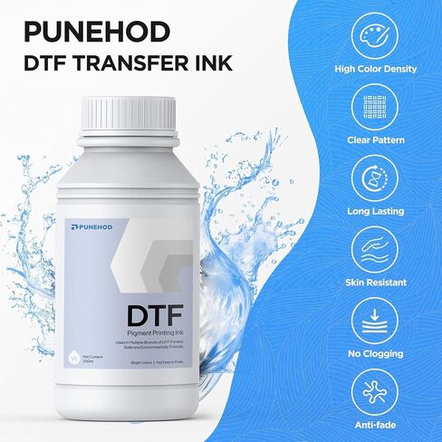 PUNEHOD DTF Ink 1500ML - Premium DTF Transfer Ink for PET Film, Refill Ink for DTF Printer L1800 L805 L800 DX5 DX7 XP600 I3200 TX800, Heat Transfer Printing Direct to Film, 6 * 250ml (CMYKW+White) in Saudi Arabia
