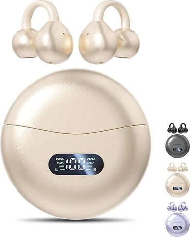 مقطع على سماعات الأذن ، وفتح سماعات الأذن اللاسلكية بلوتوث 5.4 ، وسماعات أذن مفتوحة الوزن خفيفة الوزن مع بطارية ميكروفون 60 ساعة ، مقاومة للماء ، للرياضة ، الجري ، آذان صغيرة ونظارات مرتديها ، التدريبات in Kuwait