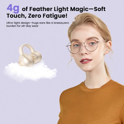 مقطع على سماعات الأذن ، وفتح سماعات الأذن اللاسلكية بلوتوث 5.4 ، وسماعات أذن مفتوحة الوزن خفيفة الوزن مع بطارية ميكروفون 60 ساعة ، مقاومة للماء ، للرياضة ، الجري ، آذان صغيرة ونظارات مرتديها ، التدريبات in Kuwait