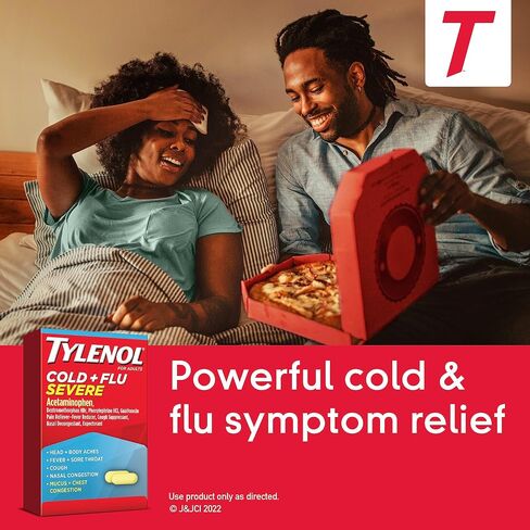 Tylenol Cold Flu Severe 50 عبوة تحتوي على كبسولتين في كل عبوة، صندوق كيس موزع in Kuwait