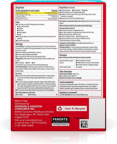 Tylenol Cold Flu Severe 50 عبوة تحتوي على كبسولتين في كل عبوة، صندوق كيس موزع in Kuwait