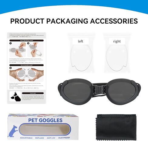 Petleso Dog Goggles Medium Breed, Dog Sunglasses for Medium Dogs Eye Protection Windproof, Black in Kuwait