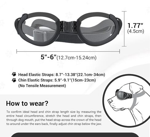 Petleso Dog Goggles Medium Breed, Dog Sunglasses for Medium Dogs Eye Protection Windproof, Black in Kuwait