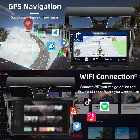Radio for Nissan Altima 2013 2014 2015-10.1 '' Wireless Apple Carplay Touch Screen for Altima in-Dash Navigation GPS ، Android Auto ، WiFi ، Bluetooth ، Hifi ، FM ، SWC ، MIC ، Camera Camera in Saudi Arabia