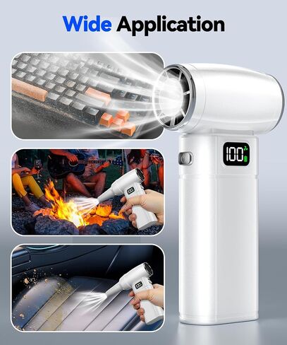 Aluminum Compressed Air Duster - 90,000RPM Elegant Rechargeable Cordless Electric Air Blower with LED Display, 5 Speeds - Premium Keyboard Cleaning Kit for PC, Car, Outdoor Use in Saudi Arabia