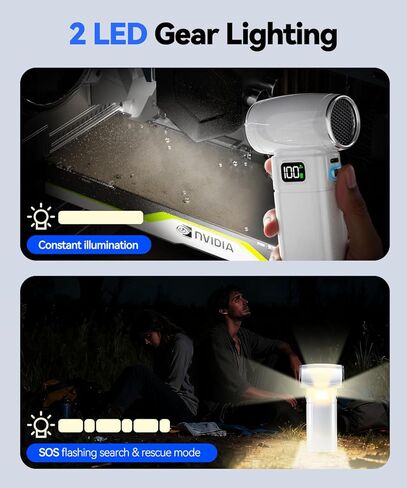 Aluminum Compressed Air Duster - 90,000RPM Elegant Rechargeable Cordless Electric Air Blower with LED Display, 5 Speeds - Premium Keyboard Cleaning Kit for PC, Car, Outdoor Use in Saudi Arabia