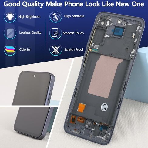 شاشة Ywlrong لـ Samsung Galaxy A55 5G شاشة استبدال LCD Touch Digitizer Association لـ Samsung A55 5G A556U A556B مع أدوات الإصلاح (الأزرق الداكن مع الإطار) in Kuwait