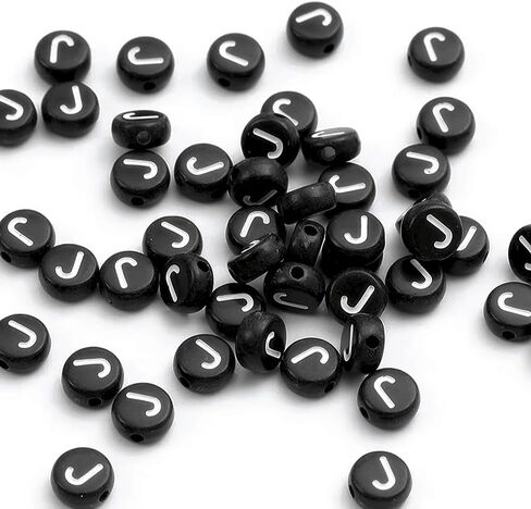 100 Pieces Letter Beads 4×7mm Black Round Acrylic Alphabet Beads for Jewelry Making Vowel Letter A Beads for Bracelets Making Necklaces Key Chains in Kuwait