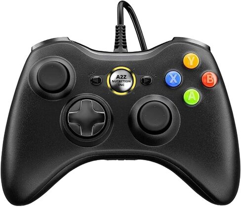 A2Z Nutrition Inc Wired Controller لـ Xbox 360 - Gamepad USB مع اهتزاز مزدوج ، وظيفة توربو ، كابل 7.2 قدم - متوافق مع Xbox 360/360 Slim & PC Windows 7/8/10/11 in Kuwait