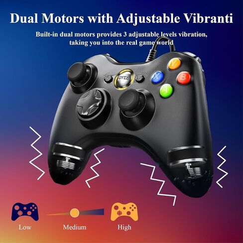 A2Z Nutrition Inc Wired Controller لـ Xbox 360 - Gamepad USB مع اهتزاز مزدوج ، وظيفة توربو ، كابل 7.2 قدم - متوافق مع Xbox 360/360 Slim & PC Windows 7/8/10/11 in Kuwait