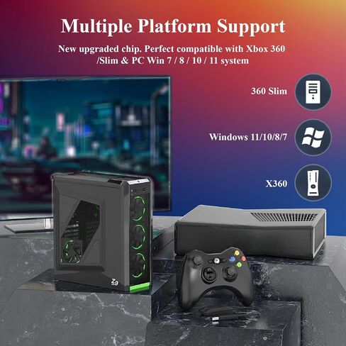A2Z Nutrition Inc Wired Controller لـ Xbox 360 - Gamepad USB مع اهتزاز مزدوج ، وظيفة توربو ، كابل 7.2 قدم - متوافق مع Xbox 360/360 Slim & PC Windows 7/8/10/11 in Kuwait