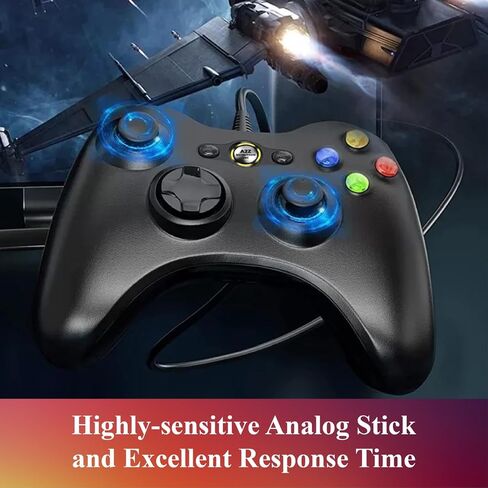A2Z Nutrition Inc Wired Controller لـ Xbox 360 - Gamepad USB مع اهتزاز مزدوج ، وظيفة توربو ، كابل 7.2 قدم - متوافق مع Xbox 360/360 Slim & PC Windows 7/8/10/11 in Kuwait