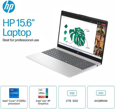 HP 2025 Business Laptop, 15.6" FHD Touchscreen, Intel 13th Core i7-1355U Up to 5.0GHz, 32 GB RAM, 1 TB SSD, Anti-Glare, Intel Iris Xe GPU, Wi-Fi 6, BT 5.3, Fast Charge, Windows 11 Pro, Accessory Kit in Saudi Arabia