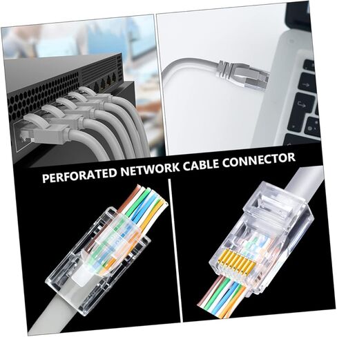 تمر Homsfou 200pcs عبر موصل Ethernet Connector Clisted Chip Cable Cable Cables Compls اتصال مستقر مناسب للأجهزة المتعددة in Kuwait