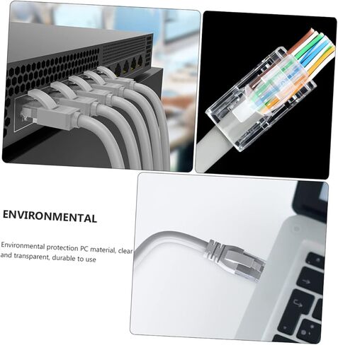 تمر Homsfou 200pcs عبر موصل Ethernet Connector Clisted Chip Cable Cable Cables Compls اتصال مستقر مناسب للأجهزة المتعددة in Kuwait