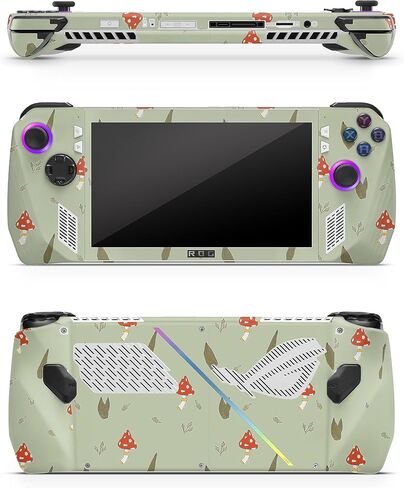 ZOOMHITSKINS Compatible for Asus ROG Ally Skin Glitter Finish, Mushrooms Cute Cartoon Brown Red Green Botanical Nature Vintage Autumn Fall, Durable 3M Vinyl Sticker, Made in The USA in Kuwait