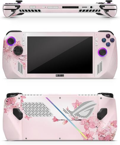 ZOOMHITSKINS Compatible for Asus ROG Ally Skin Glitter Finish, Lily Sweet Spring Pastel Pink Flowers Vintage Elegant, Durable 3M Vinyl Sticker, Made in The USA in Kuwait