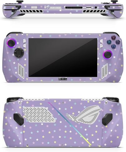 ZOOMHITSKINS Compatible for Asus ROG Ally Skin Glitter Finish, Purple Stars Colorful Tiny Vintage Cute Kawaii, Durable 3M Vinyl Sticker, Made in The USA in Kuwait