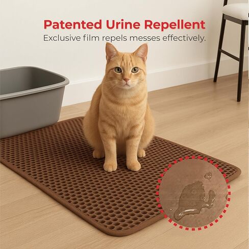 iPrimio Cat Litter Trapper Mat, Waterproof, Double Layer, 30" x 23", Brown in Saudi Arabia