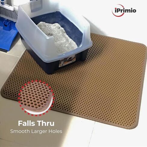 iPrimio Cat Litter Trapper Mat, Waterproof, Double Layer, 30" x 23", Brown in Saudi Arabia
