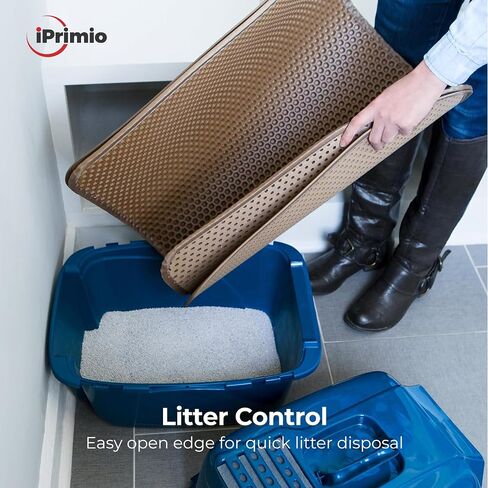 iPrimio Cat Litter Trapper Mat, Waterproof, Double Layer, 30" x 23", Brown in Saudi Arabia