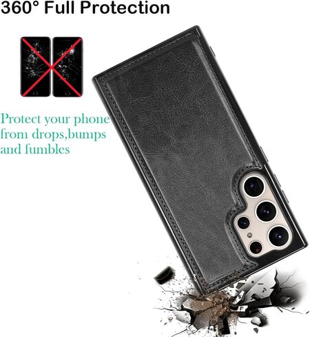 Case for Samsung Galaxy S24 Ultra ، بالنسبة إلى Galaxy S24 Ultra Wallet Case مع حامل البطاقة ، فتحات بطاقة الائتمان الخاصة بالجلد PU CLOSURE TPU الإطار الصدف الخلفي للهاتف [Rose Gold] in Kuwait