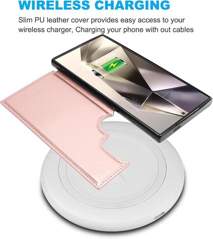 Case for Samsung Galaxy S24 Ultra ، بالنسبة إلى Galaxy S24 Ultra Wallet Case مع حامل البطاقة ، فتحات بطاقة الائتمان الخاصة بالجلد PU CLOSURE TPU الإطار الصدف الخلفي للهاتف [Rose Gold] in Saudi Arabia