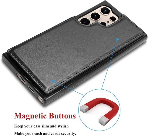 Case for Samsung Galaxy S24 Ultra ، بالنسبة إلى Galaxy S24 Ultra Wallet Case مع حامل البطاقة ، فتحات بطاقة الائتمان الخاصة بالجلد PU CLOSURE TPU الإطار الصدف الخلفي للهاتف [Rose Gold] in Kuwait
