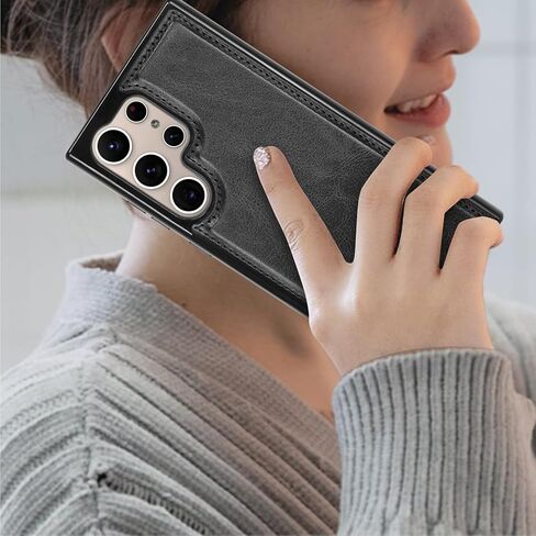 Case for Samsung Galaxy S24 Ultra ، بالنسبة إلى Galaxy S24 Ultra Wallet Case مع حامل البطاقة ، فتحات بطاقة الائتمان الخاصة بالجلد PU CLOSURE TPU الإطار الصدف الخلفي للهاتف [Rose Gold] in Kuwait
