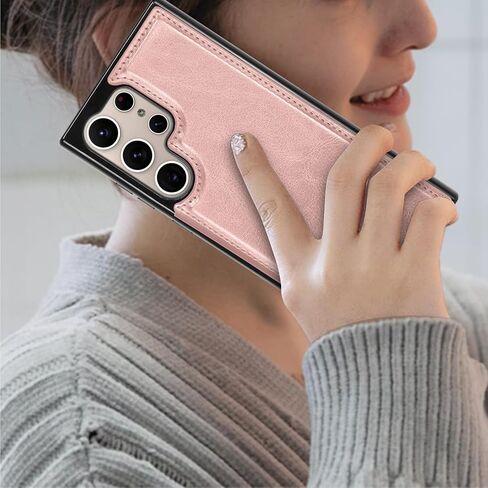 Case for Samsung Galaxy S24 Ultra ، بالنسبة إلى Galaxy S24 Ultra Wallet Case مع حامل البطاقة ، فتحات بطاقة الائتمان الخاصة بالجلد PU CLOSURE TPU الإطار الصدف الخلفي للهاتف [Rose Gold] in Saudi Arabia