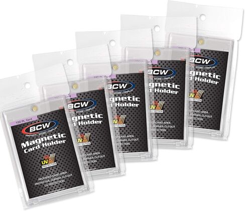 BCW 180 Pt Magnetic Card Holders - 12 Pack | Easy Access Trading Card Protectors | Ideal for Standard Size Cards, 2-Piece Design with Gold Magnet | Hard Plastic Magnetic Card Holder Sleeves in Saudi Arabia