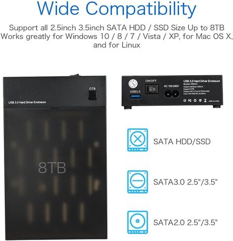 USB 3.0 2.5 "3.5" حاوية HDD Portable SSD HDD دعم UASP OTB واحد لمس in Kuwait