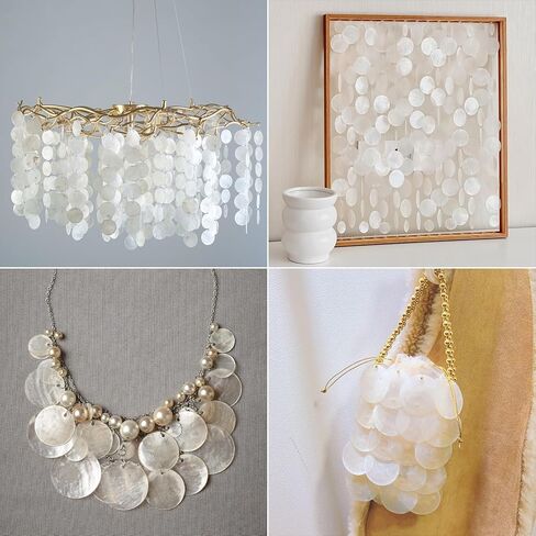 100PCS White Capiz Shells, 2 Inch Round Natural Sea Shells with 2 Holes for Wind Chimes, DIY Crafts & Handmade, Curtains, Home Decor, Wedding and Beach Themed Projects in Kuwait