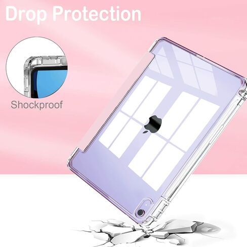 Feams Y Fold Case for iPad Air 11-inch M3 2025 / M2 2024, iPad Air 5th/4th Generation 2022/2020 10.9 Inch Y-Shaped Standing Case Clear Back with Landscape Portrait Mode Pencil Holder, Pink in Kuwait