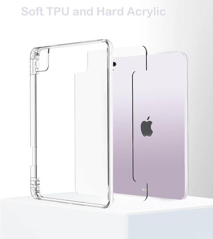 Feams Y Fold Case for iPad Air 11-inch M3 2025 / M2 2024, iPad Air 5th/4th Generation 2022/2020 10.9 Inch Y-Shaped Standing Case Clear Back with Landscape Portrait Mode Pencil Holder, Pink in Kuwait