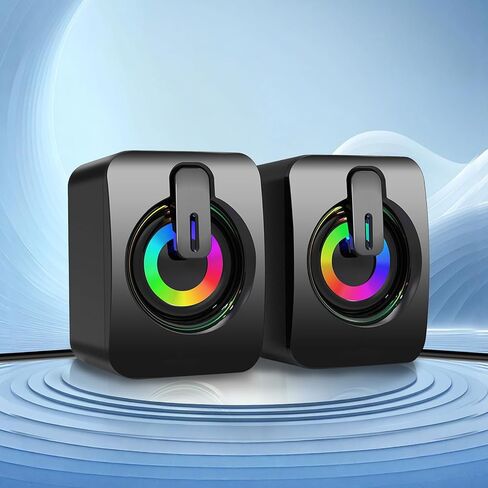 Wired Desktop 2.0 Speakers with USB-Powered/3.5mm Aux Input- Light Edition with RGB Dynamic Lighting, for PC, Laptop, Gaming & Music in Saudi Arabia