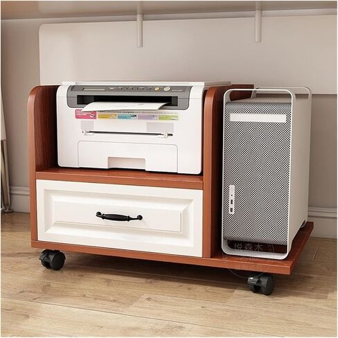 CPU Stand PC Tower Stand with Storage, Mobile Printer Stand, 2-Tier Printer Cart with Drawers and Wheels (Bruin 66 * 46.5 * 40cm) in Saudi Arabia