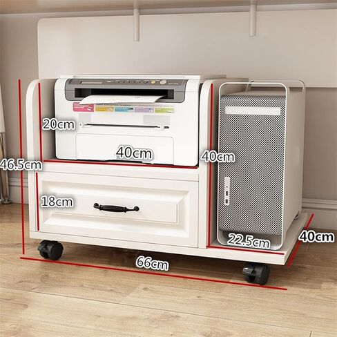CPU Stand PC Tower Stand with Storage, Mobile Printer Stand, 2-Tier Printer Cart with Drawers and Wheels (Bruin 66 * 46.5 * 40cm) in Saudi Arabia