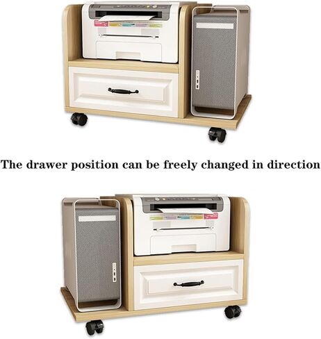 CPU Stand PC Tower Stand with Storage, Mobile Printer Stand, 2-Tier Printer Cart with Drawers and Wheels (Bruin 66 * 46.5 * 40cm) in Saudi Arabia