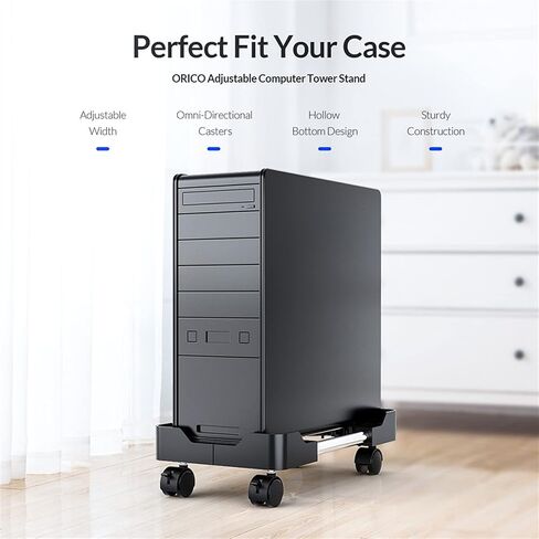CPU Stand Mobile CPU Stand PC Cart Desktop PC Tower Cooling Base with 4 Caster Wheels, Adjustable CPU Holder Stand in Saudi Arabia